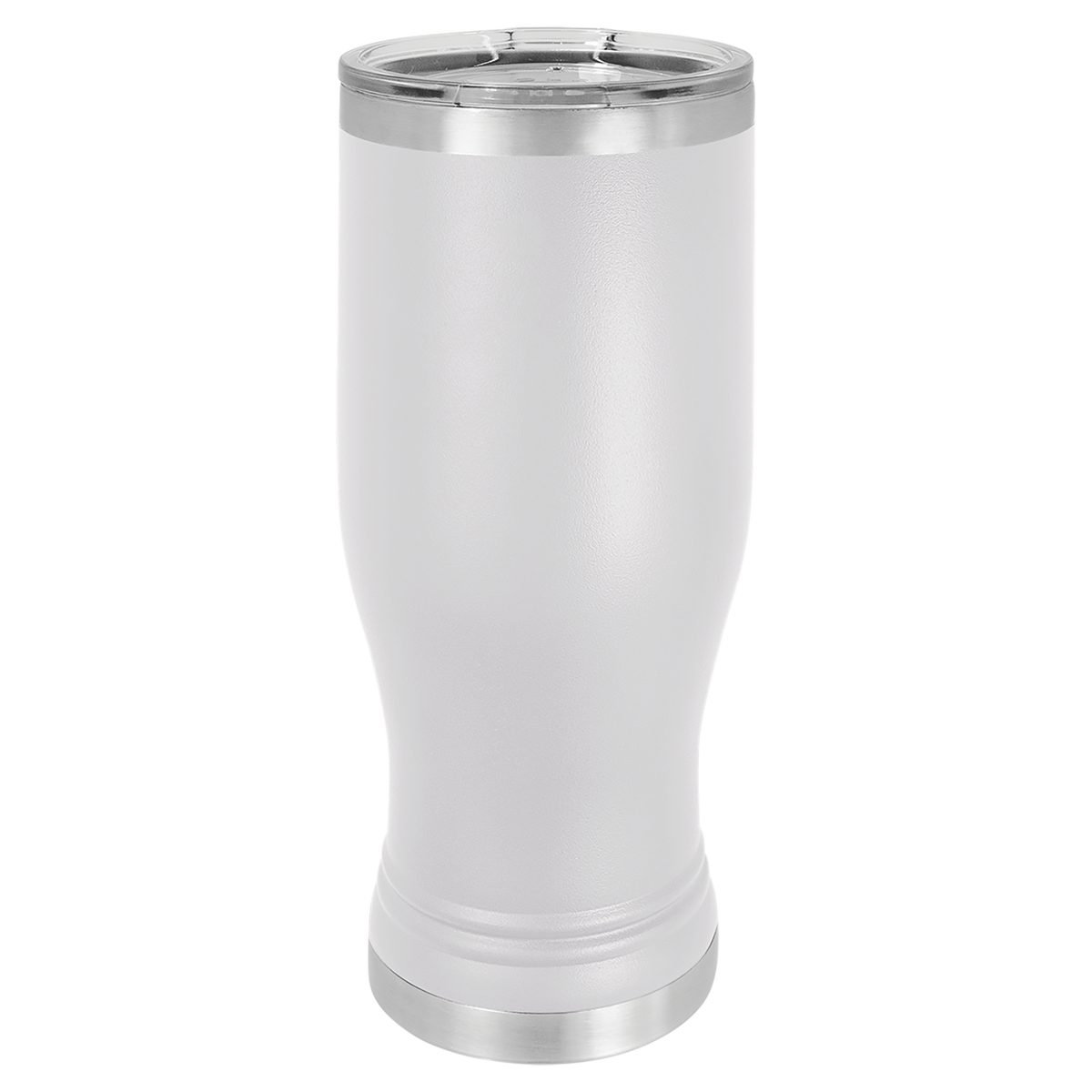 White with Silver Engraving 20 Oz Pilsner Tumbler - Laser Engraved Drinkware