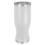 White with Silver Engraving 20 Oz Pilsner Tumbler - Laser Engraved Drinkware