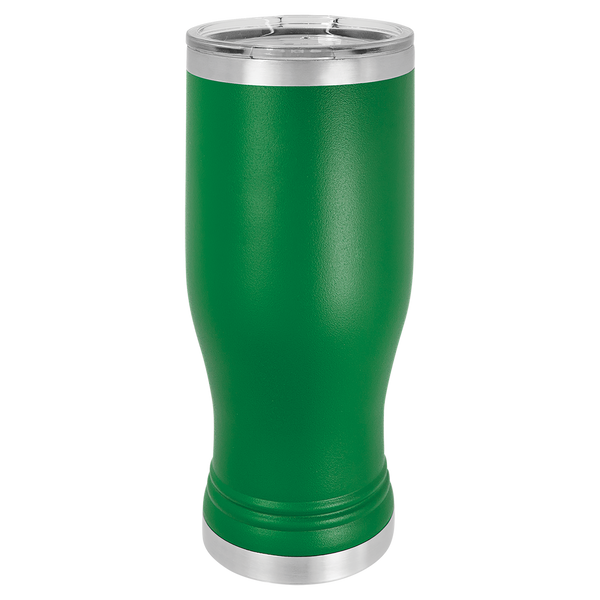 Green with Silver Engraving 20 Oz Pilsner Tumbler - Laser Engraved Drinkware
