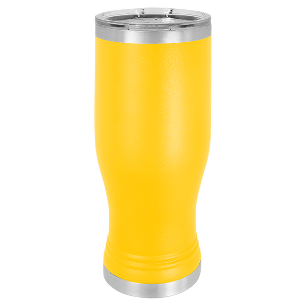 Yellow with Silver Engraving 20 Oz Pilsner Tumbler - Laser Engraved Drinkware