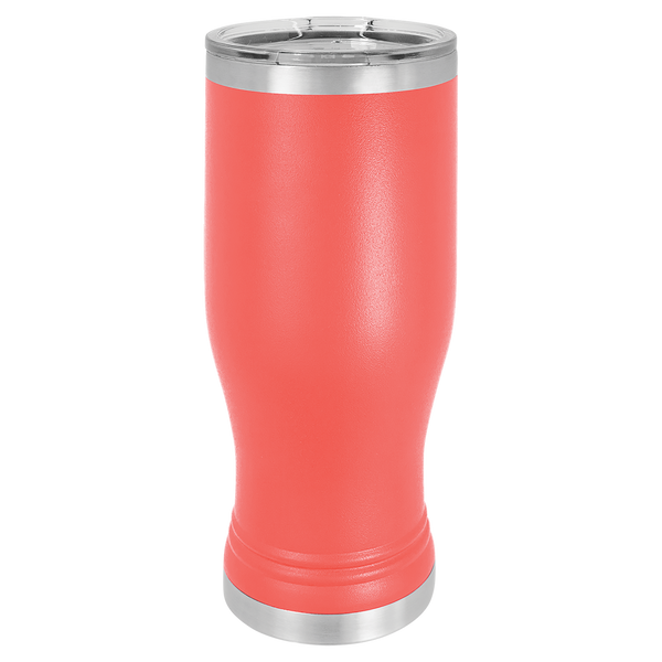 Coral with Silver Engraving 20 Oz Pilsner Tumbler - Laser Engraved Drinkware