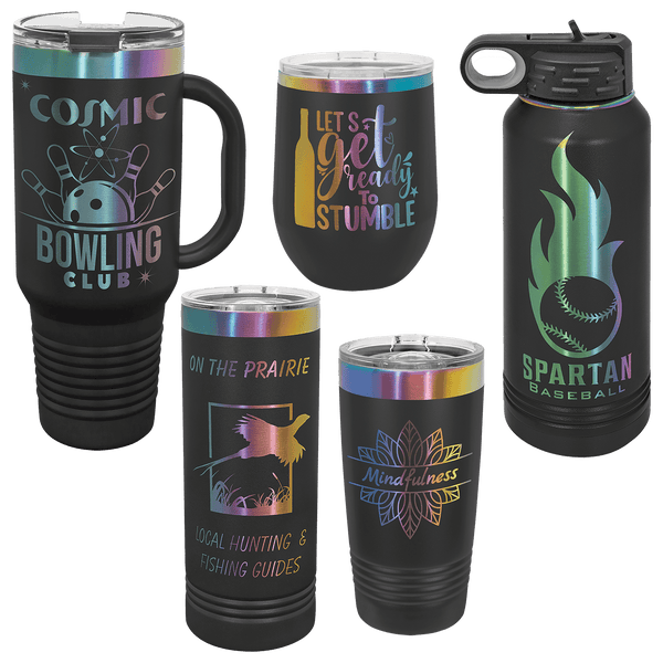 22oz Black-Prism ION-Plated Skinny Tumbler with Sliding Lid - Laser Engraved Drinkware