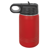 Red with Silver Engraving 12 Oz Water Bottle Tumbler - Laser Engraved Drinkware