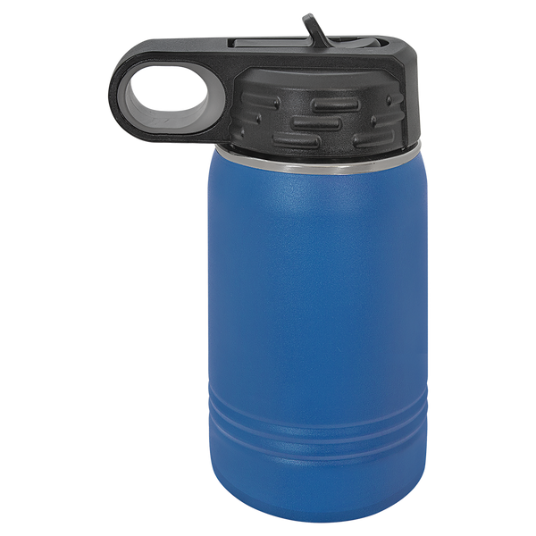 Royal Blue with Silver Engraving 12 Oz Water Bottle Tumbler - Laser Engraved Drinkware