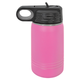Pink with Silver Engraving 12 Oz Water Bottle Tumbler - Laser Engraved Drinkware