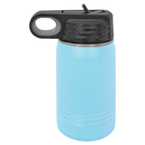 Light Blue with Silver Engraving 12 Oz Water Bottle Tumbler - Laser Engraved Drinkware
