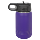 Purple with Silver Engraving 12 Oz Water Bottle Tumbler - Laser Engraved Drinkware