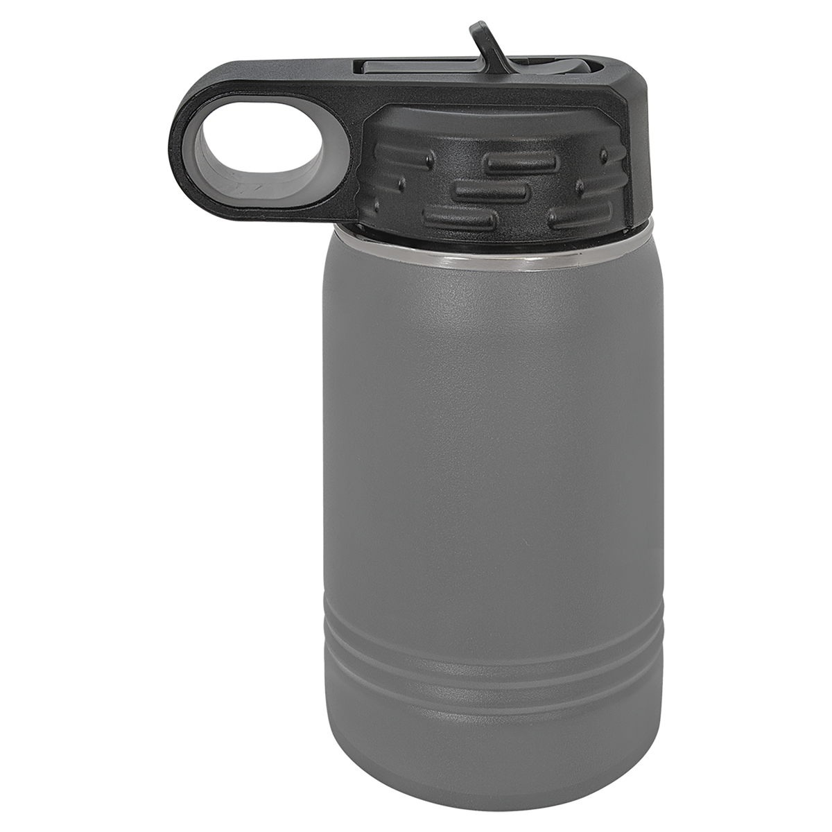 Dark Gray with Silver Engraving 12 Oz Water Bottle Tumbler - Laser Engraved Drinkware
