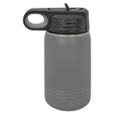 Dark Gray with Silver Engraving 12 Oz Water Bottle Tumbler - Laser Engraved Drinkware