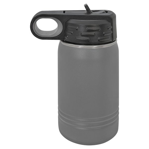 Dark Gray with Silver Engraving 12 Oz Water Bottle Tumbler - Laser Engraved Drinkware