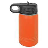 Orange with Silver Engraving 12 Oz Water Bottle Tumbler - Laser Engraved Drinkware