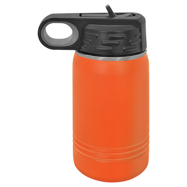 Orange with Silver Engraving 12 Oz Water Bottle Tumbler - Laser Engraved Drinkware