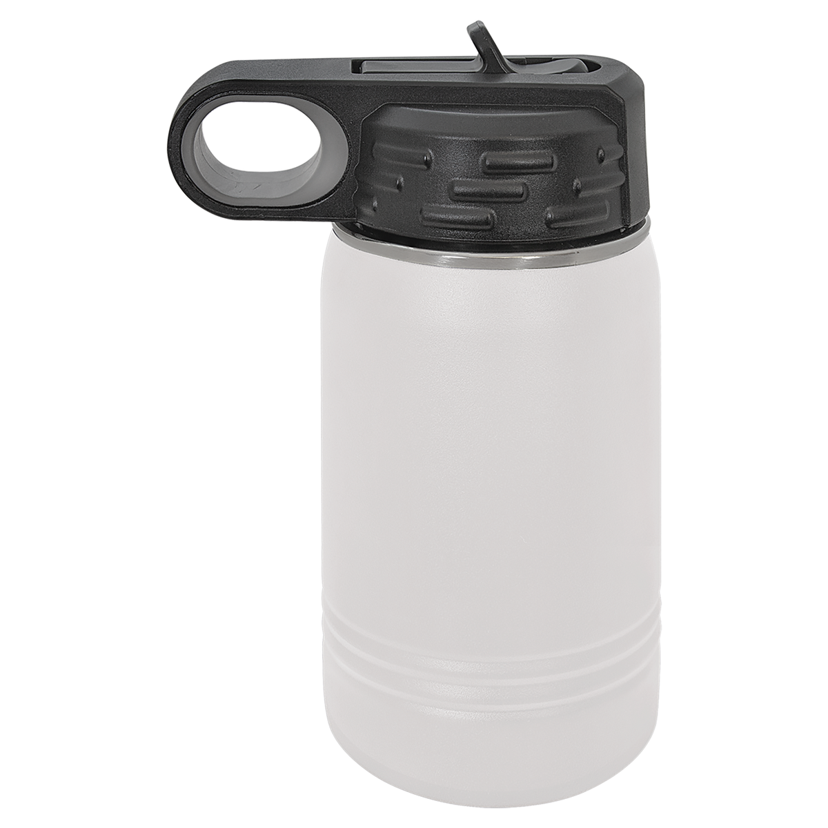 White with Silver Engraving 12 Oz Water Bottle Tumbler - Laser Engraved Drinkware