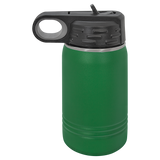Green with Silver Engraving 12 Oz Water Bottle Tumbler - Laser Engraved Drinkware