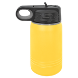 Yellow with Silver Engraving 12 Oz Water Bottle Tumbler - Laser Engraved Drinkware