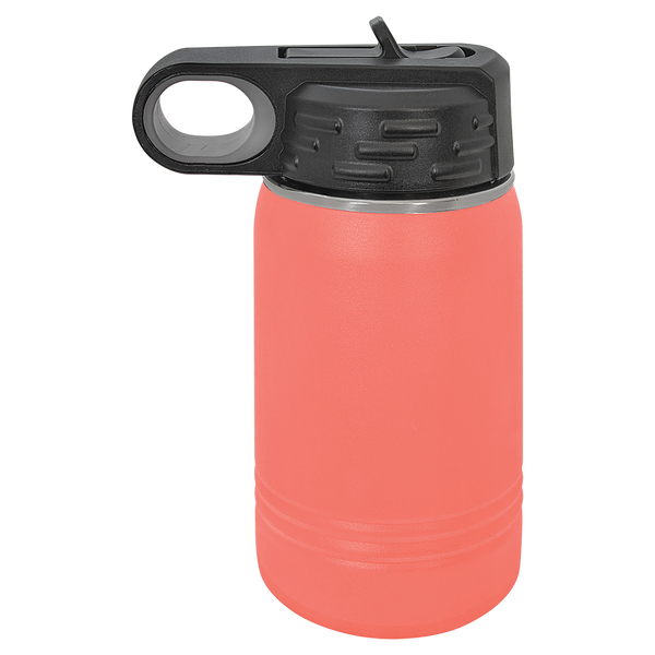 Coral with Silver Engraving 12 Oz Water Bottle Tumbler - Laser Engraved Drinkware