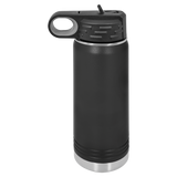 Black with Silver Engraving 20oz Water Bottle - Laser Engraved Drinkware