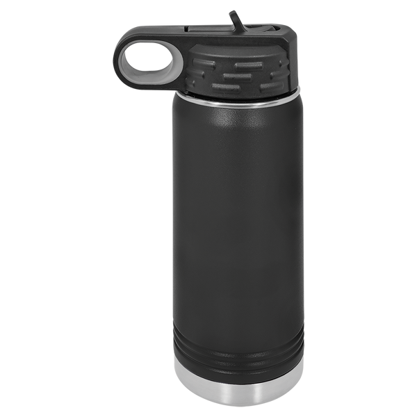 Black with Silver Engraving 20oz Water Bottle - Laser Engraved Drinkware