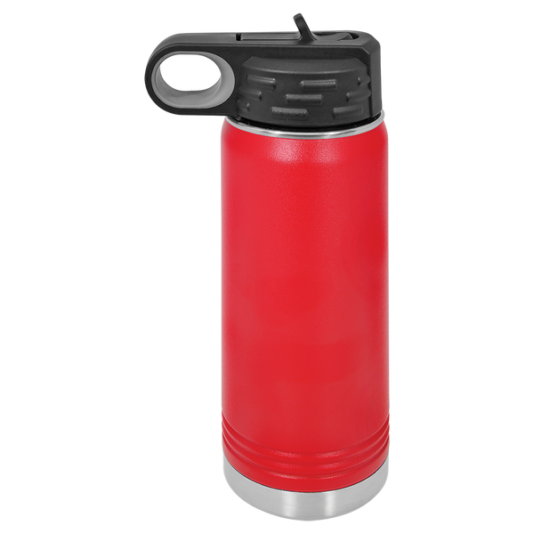 Red with Silver Engraving 20oz Water Bottle - Laser Engraved Drinkware