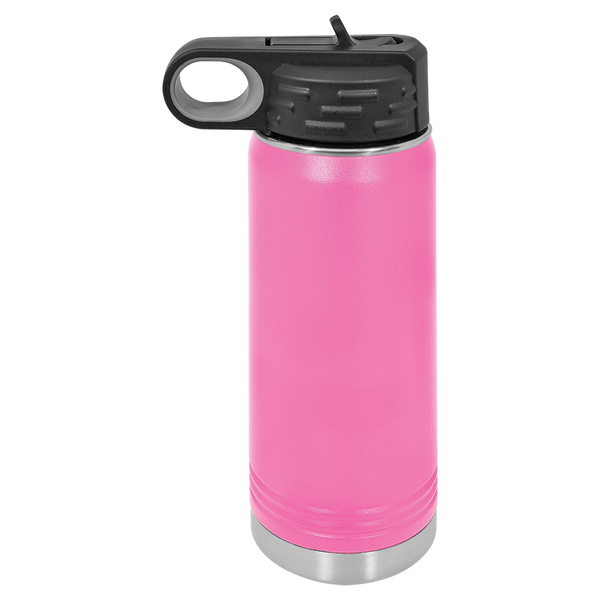 Pink with Silver Engraving 20oz Water Bottle - Laser Engraved Drinkware