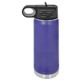 Purple with Silver Engraving 20oz Water Bottle - Laser Engraved Drinkware