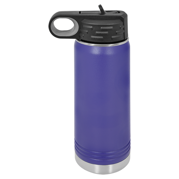Purple with Silver Engraving 20oz Water Bottle - Laser Engraved Drinkware