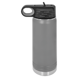 Dark Gray with Silver Engraving 20oz Water Bottle - Laser Engraved Drinkware
