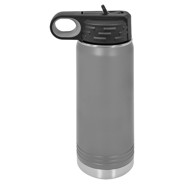 Dark Gray with Silver Engraving 20oz Water Bottle - Laser Engraved Drinkware