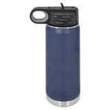 Navy Blue with Silver Engraving 20oz Water Bottle - Laser Engraved Drinkware