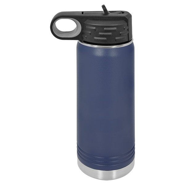 Navy Blue with Silver Engraving 20oz Water Bottle - Laser Engraved Drinkware