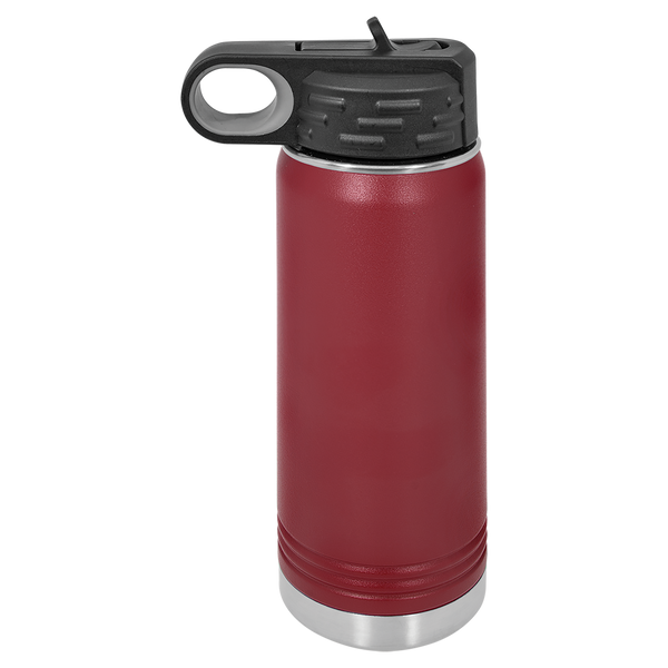 Maroon with Silver Engraving 20oz Water Bottle - Laser Engraved Drinkware