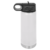 White with Silver Engraving 20oz Water Bottle - Laser Engraved Drinkware
