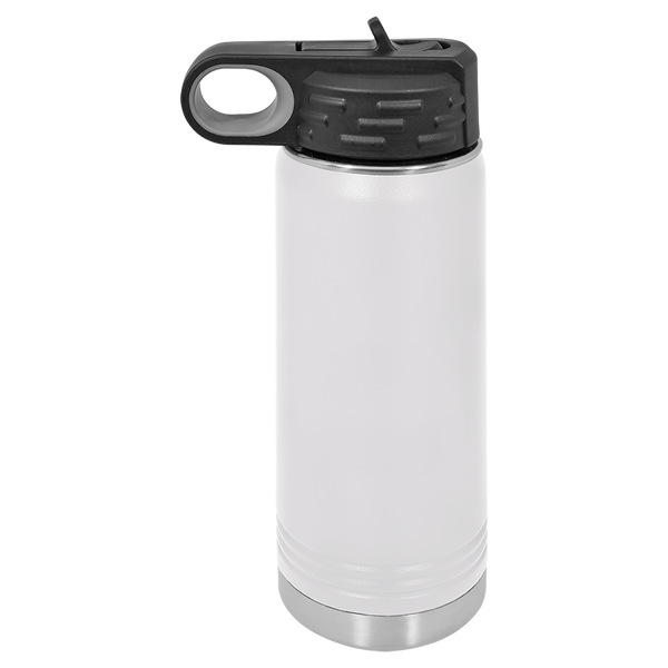 White with Silver Engraving 20oz Water Bottle - Laser Engraved Drinkware