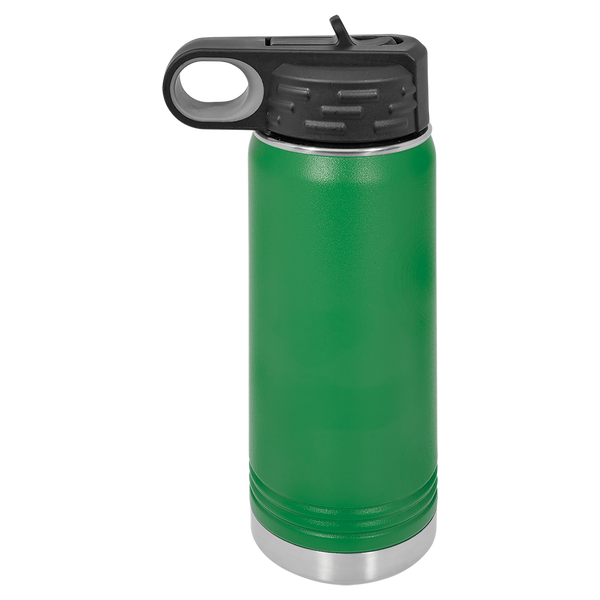 Green with Silver Engraving 20oz Water Bottle - Laser Engraved Drinkware