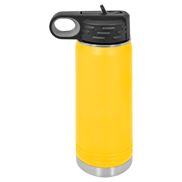 Yellow with Silver Engraving 20oz Water Bottle - Laser Engraved Drinkware
