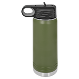 Olive Green with Silver Engraving 20oz Water Bottle - Laser Engraved Drinkware