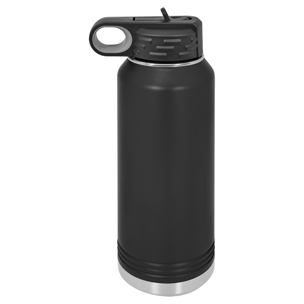 Black with Silver Engraving 32oz Water Bottle - Laser Engraved Drinkware