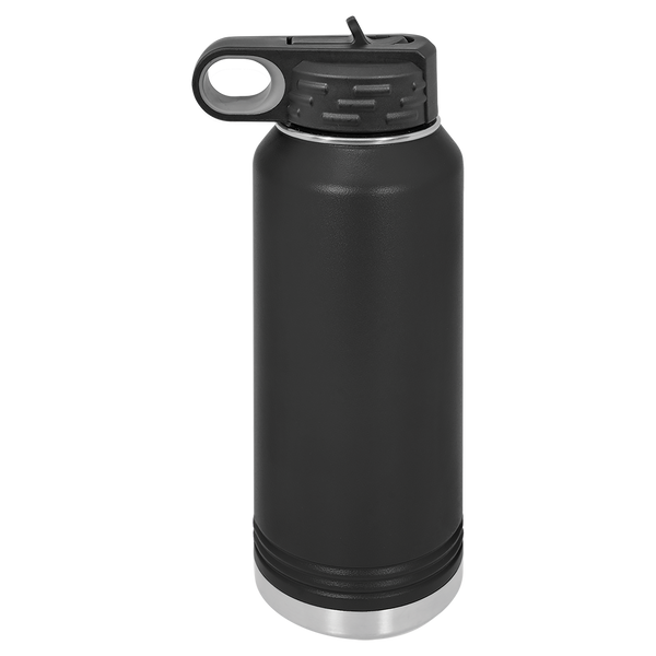 Black with Silver Engraving 32oz Water Bottle - Laser Engraved Drinkware