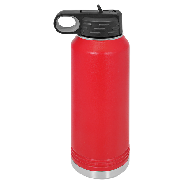 Red with Silver Engraving 32oz Water Bottle - Laser Engraved Drinkware