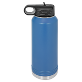 Blue with Silver Engraving 32oz Water Bottle - Laser Engraved Drinkware