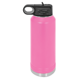 Pink with Silver Engraving 32oz Water Bottle - Laser Engraved Drinkware