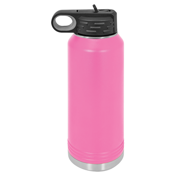 Pink with Silver Engraving 32oz Water Bottle - Laser Engraved Drinkware