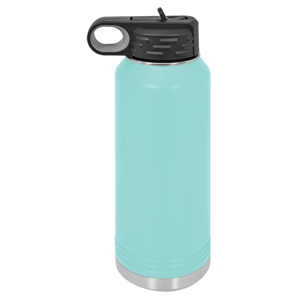 Teal with Silver Engraving 32oz Water Bottle - Laser Engraved Drinkware