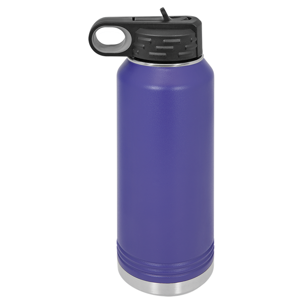 Purple with Silver Engraving 32oz Water Bottle - Laser Engraved Drinkware