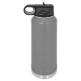 Dark Gray with Silver Engraving 32oz Water Bottle - Laser Engraved Drinkware
