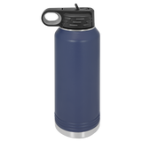 Navy Blue with Silver Engraving 32oz Water Bottle - Laser Engraved Drinkware