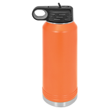 Orange with Silver Engraving 32oz Water Bottle - Laser Engraved Drinkware