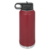Maroon with Silver Engraving 32oz Water Bottle - Laser Engraved Drinkware
