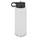 White with Silver Engraving 32oz Water Bottle - Laser Engraved Drinkware