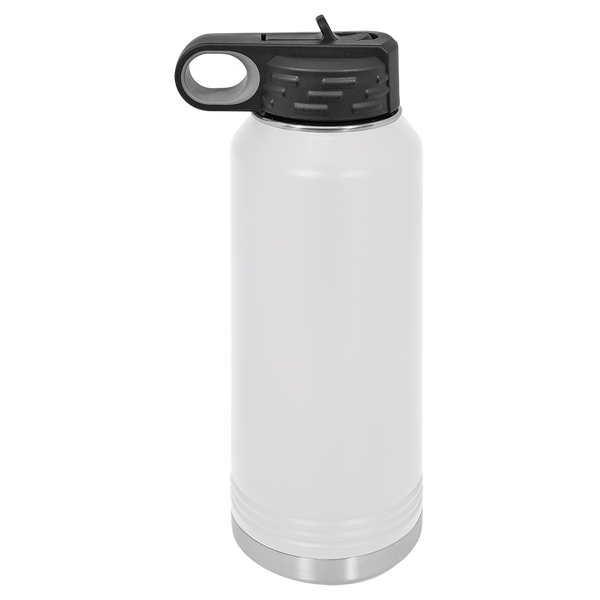 White with Silver Engraving 32oz Water Bottle - Laser Engraved Drinkware